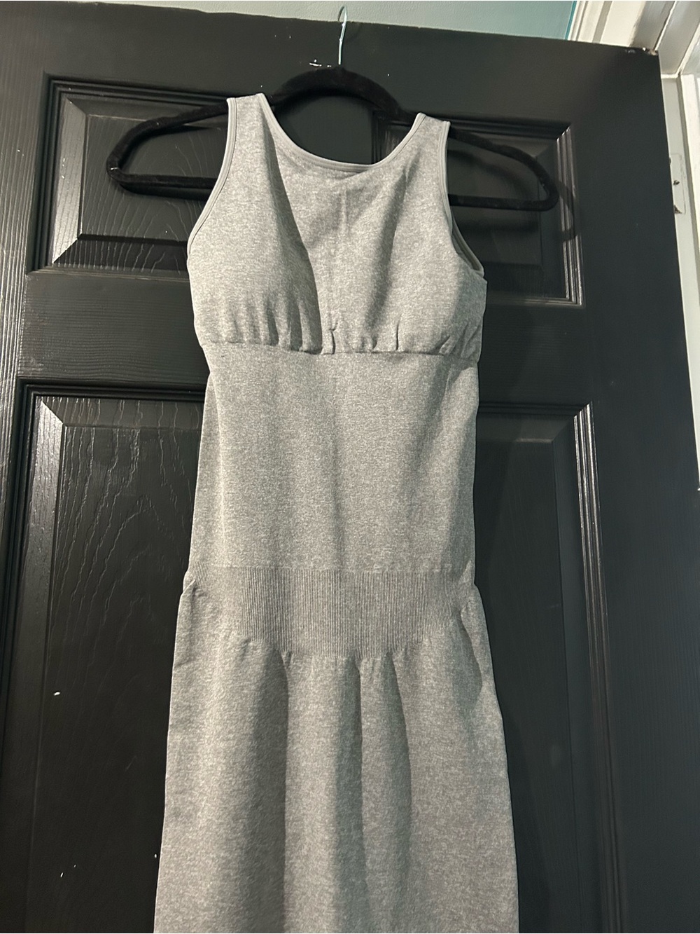Sleeveless Grey Maxi Dress with Flattering Empire Waist built in shapewear